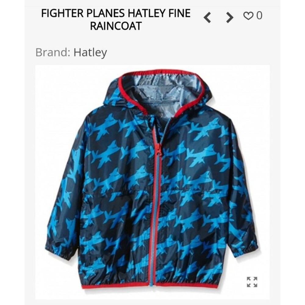 Hatley Fighter Plane Windbreaker Size 4 Blue Rain Gear Lightweight Outdoor